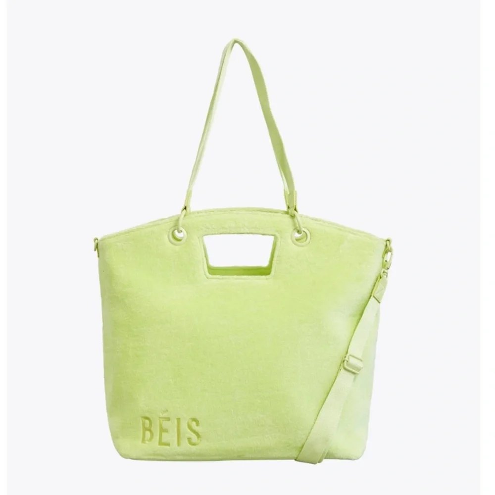 NWT BÉIS / Beis Citron Green Terry Tote Bag - Picture 13 of 13
